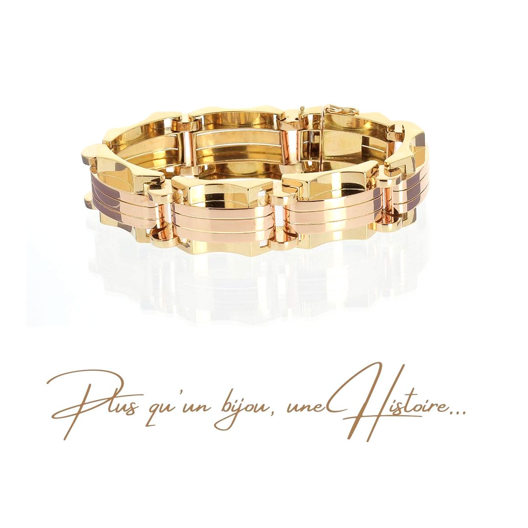 Bracelet Tank en or jaune et rose 750 ‰
